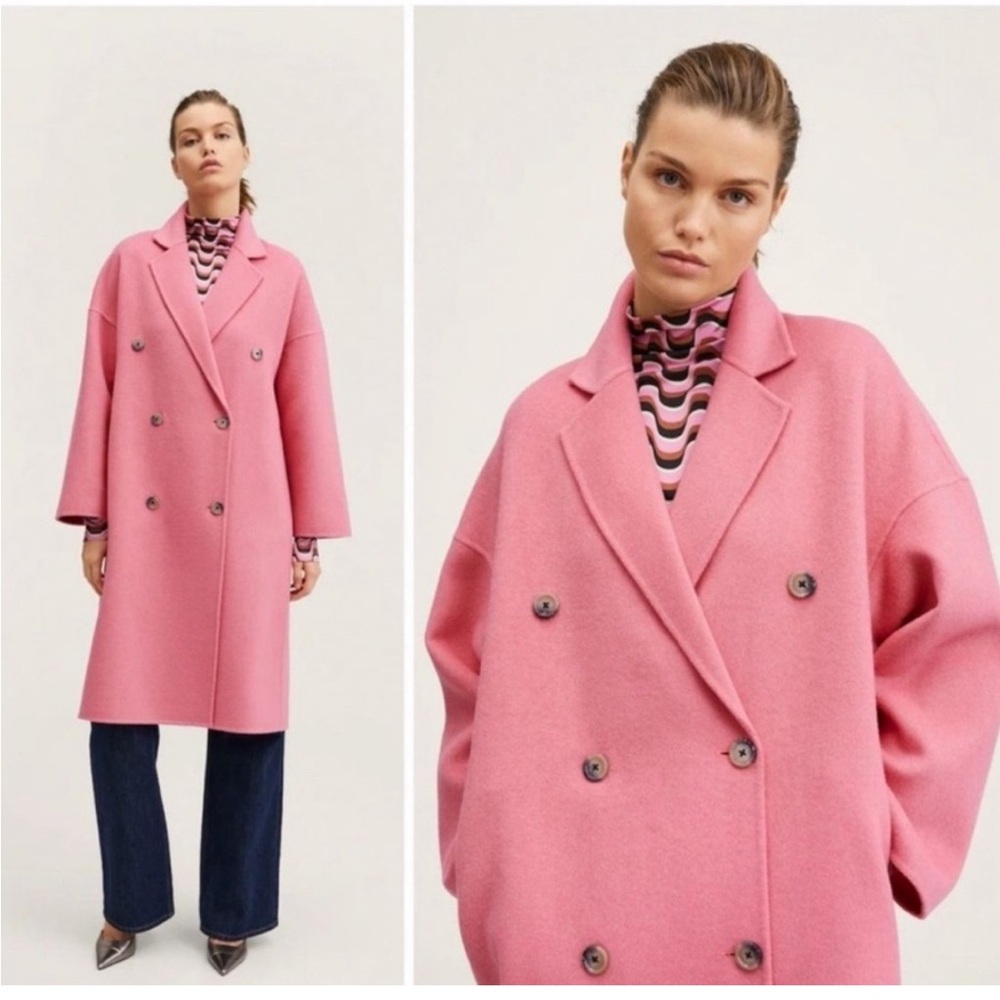 Mango Pink Oversized Wool Coat